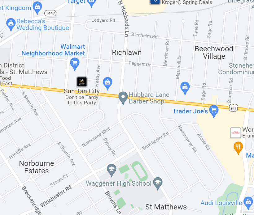 Map of Hubbard Lane Barber Shop location